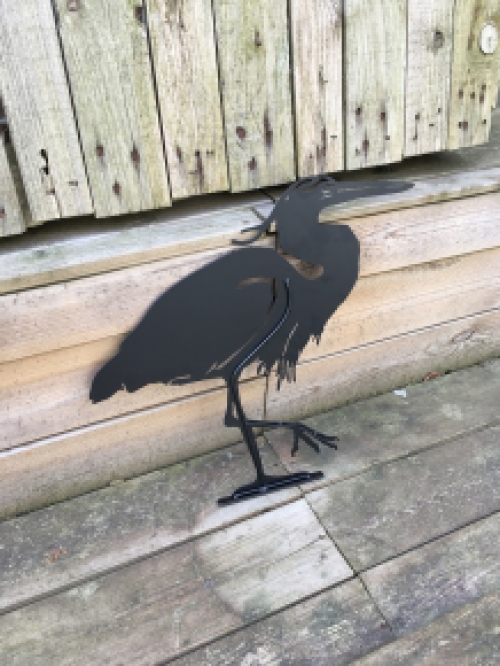 Silhouette van een Reiger | Mat Zwart | Metaal