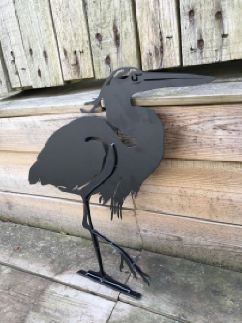 Silhouette van een Reiger | Mat Zwart | Metaal