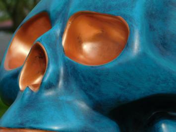 Skull XL - 60 x 65 cm - Blue with Bronze - Polystone