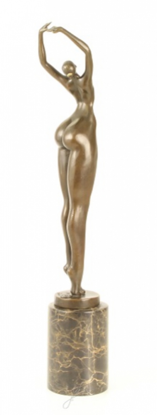 A bronze statue/sculpture of an artistic naked woman