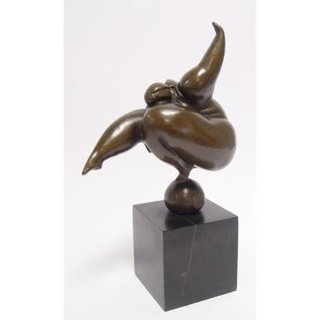 A bronze statue/sculpture of a dancing nude woman in modernist style