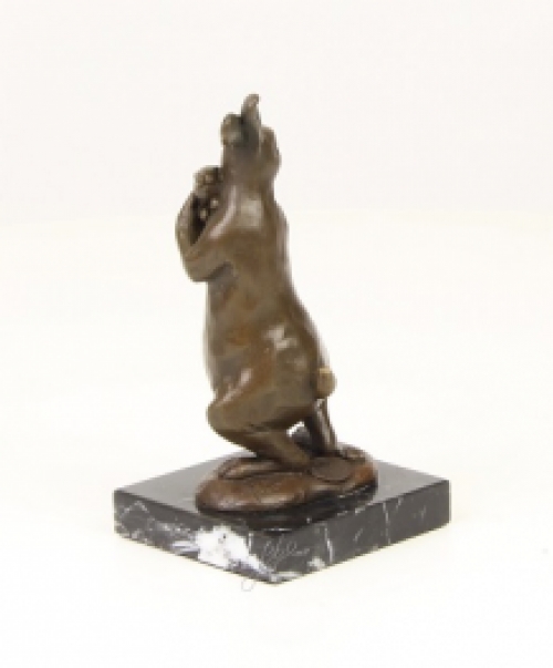 A bronze statue/sculpture of a rabbit with a cub