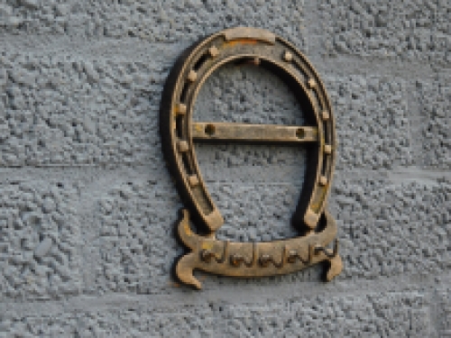 A key coat rack with 5 hooks, like a horseshoe, robust and rustic