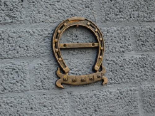 A key coat rack with 5 hooks, like a horseshoe, robust and rustic