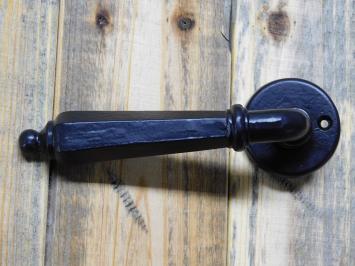 Set of door handles with lock roses PZ - black - wrought iron