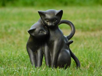 Statue Playing Cats - Black and Brown - Polystone
