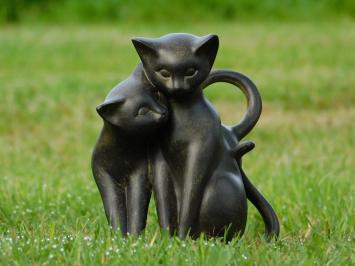 Statue Playing Cats - Black and Brown - Polystone