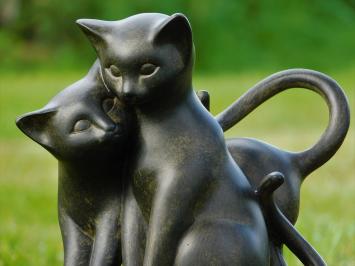 Statue Playing Cats - Black and Brown - Polystone