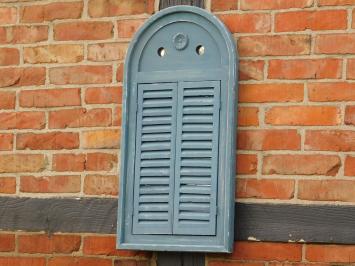 Mirror with wooden frame and doors - vintage blue