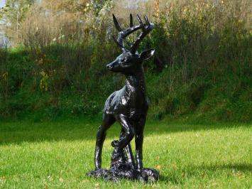 Standing Deer XL - Black - Polystone - 110 cm high