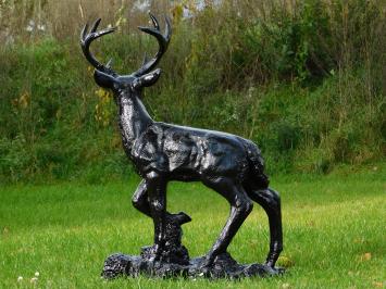 Standing Deer XL - Black - Polystone - 110 cm high