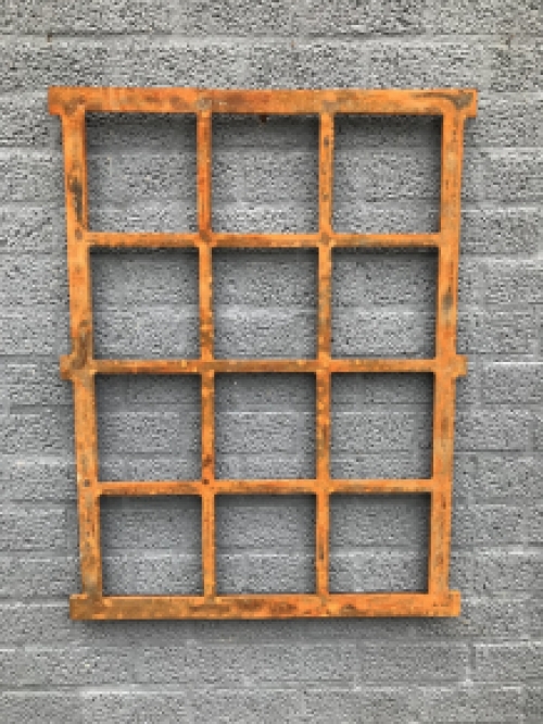 Stable window, rusty-surface, antique-style window, iron, 95 X 73