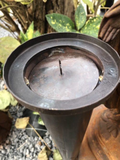 Beautiful metal torch-candlestick with earth spike, beautiful!