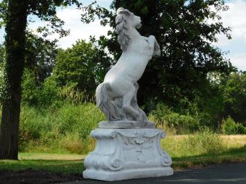Rearing Horse on Plinth XL - 180 cm - Stone