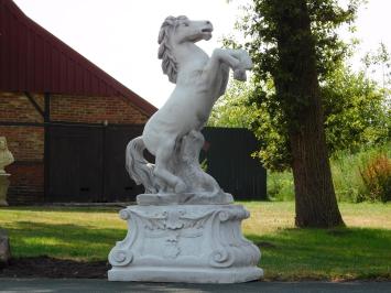 Rearing Horse on Plinth XL - 180 cm - Stone