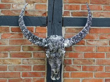 Bull skull XL with skulls - 85 x 80 cm - Polystone