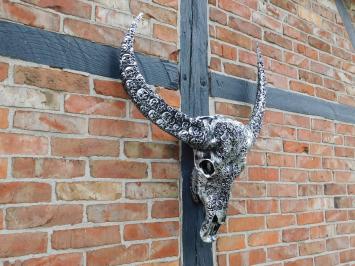 Bull skull XL with skulls - 85 x 80 cm - Polystone
