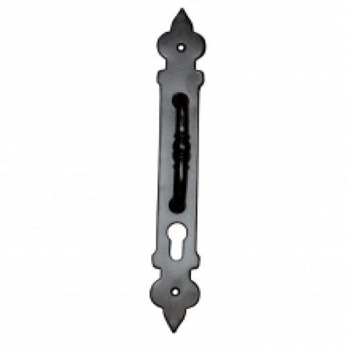 Door handle with keyhole, black powder-coated, handle / door handle.