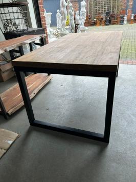 Industrial table - wood - black metal frame - 200 x 100 cm