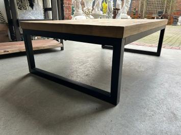 Industriële salontafel - hout - zwart metalen frame