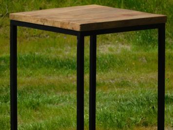 Set of 3 Tables - Industrial - Mango Wood with Black Metal Base