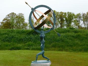 Sundial Atlas, bronze-brass, Aris Mundi Apollo, man carries earth.