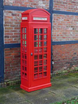 Antique telephone booth, red, made of wood, like jointer, cupboard / wine cabinet!