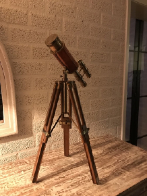 Decoratieve telescoop messing - met houten statief 