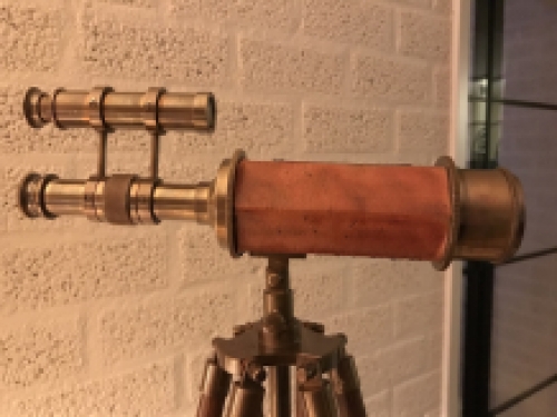 Decoratieve telescoop messing - met houten statief 