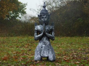 Statue Temple keeper - grey with black - polystone