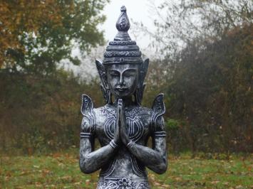 Statue Temple keeper - grey with black - polystone