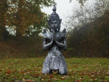 Statue Tempelhüter - grau mit schwarz - Polystone