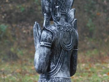 Statue Tempelhüter - grau mit schwarz - Polystone