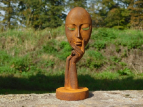Statue 'the mask' - cast iron - rust colour