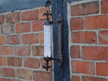 Thermometer mit französischer Lilie - Gusseisen - Rahmenthermometer - wetterfest