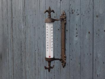 Thermometer mit französischer Lilie - Gusseisen - Rahmenthermometer - wetterfest