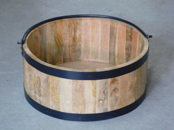 Flower bucket-bucket tub - mango wood - with black metal