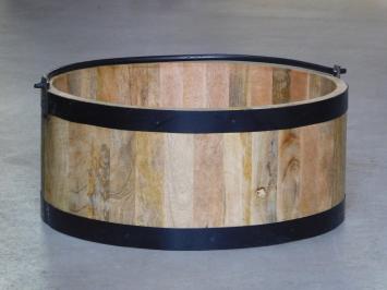 Flower bucket-bucket tub - mango wood - with black metal