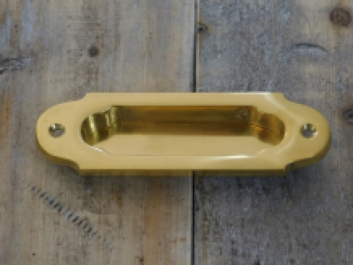 Sliding door handle - polished brass - bowl handle