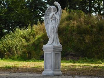 Tuinbeeld Engel met Vleugels op Sokkel - 127 cm - Steen