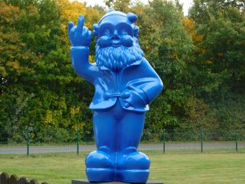 Garden gnome Middle finger XL - 80 cm - Blue