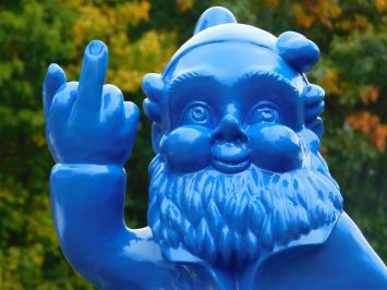 Garden gnome Middle finger XL - 80 cm - Blue