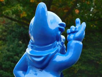 Garden gnome Middle finger XL - 80 cm - Blue