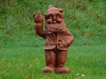 Garden gnome Middle finger XL - 80 cm - Brown - Polystone