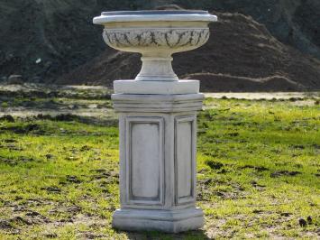 Gartenvase mit Blättern auf Sockel - 77 cm - Stein