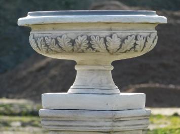 Garden Vase with Leaves on Pedestal - 77 cm - Stone