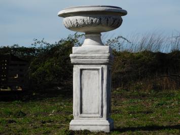 Garden Vase with Leaves on Pedestal - 77 cm - Stone
