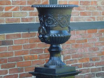 Large Garden Vase on Pedestal - Black - Cast iron - Stylish Garden Decoration