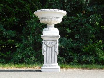 Gartenvase auf Sockel mit Draperie – 128 cm – Stein