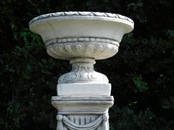 Gartenvase auf Sockel mit Draperie – 128 cm – Stein